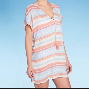NWT V-neck lace up cover up tunic size L